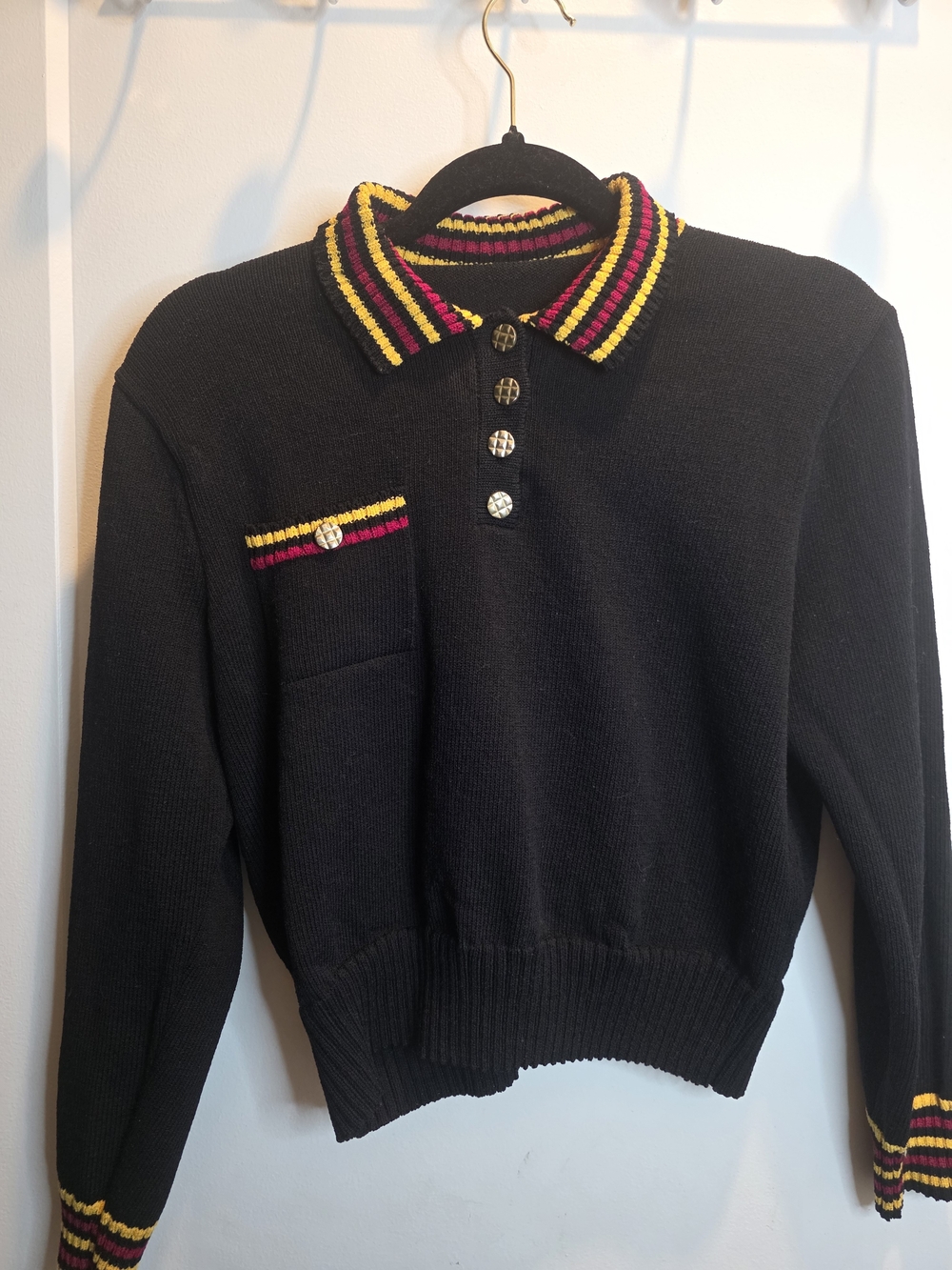 Vintage 90s Black Collared Knit Sweater